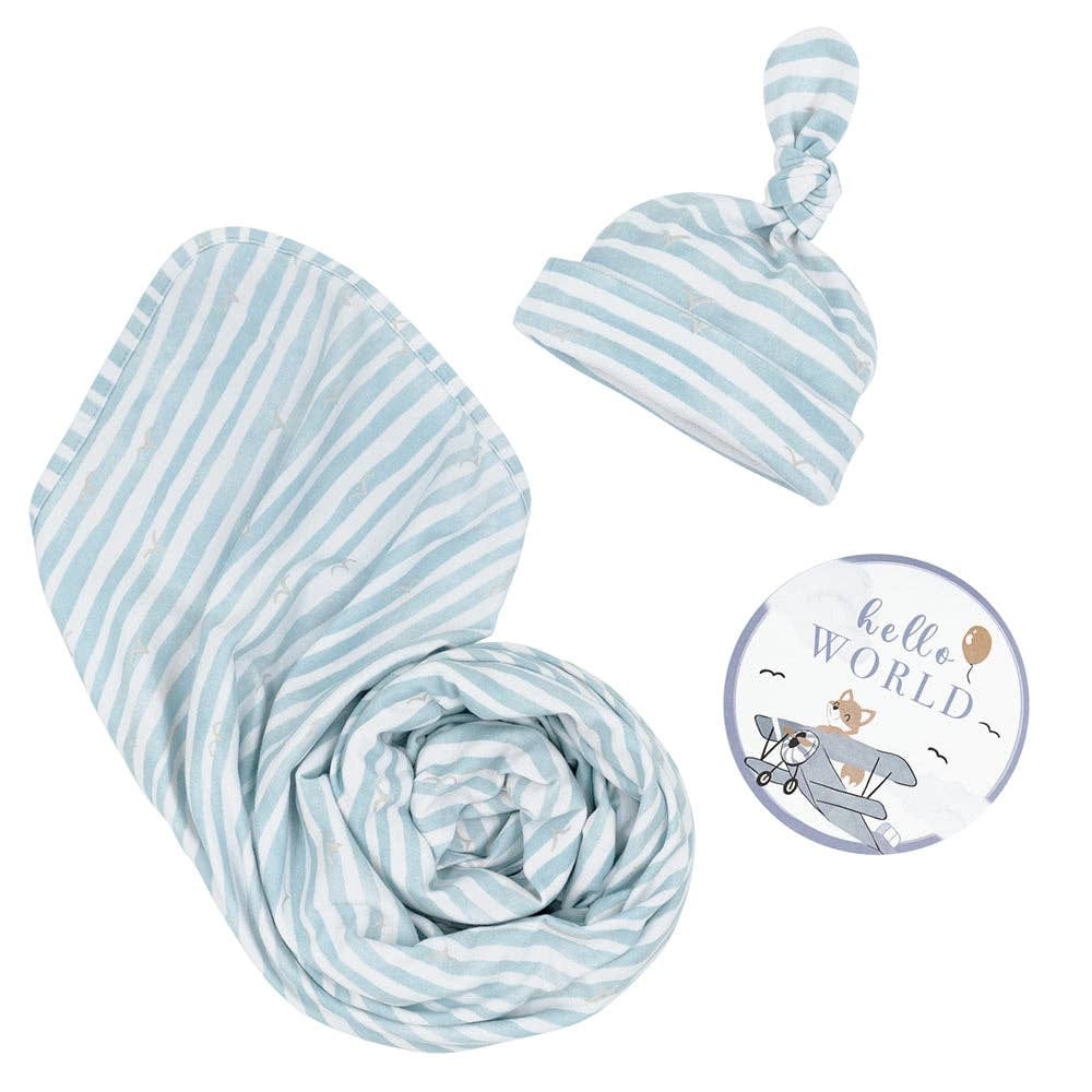 Living Textiles Hello World Gift Set - Blue Stripes - Image 5