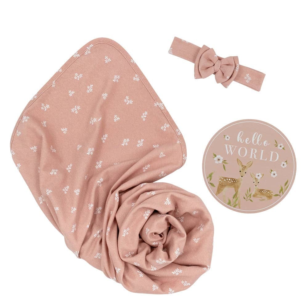Living Textiles Hello World Gift Set - Dusty Rose