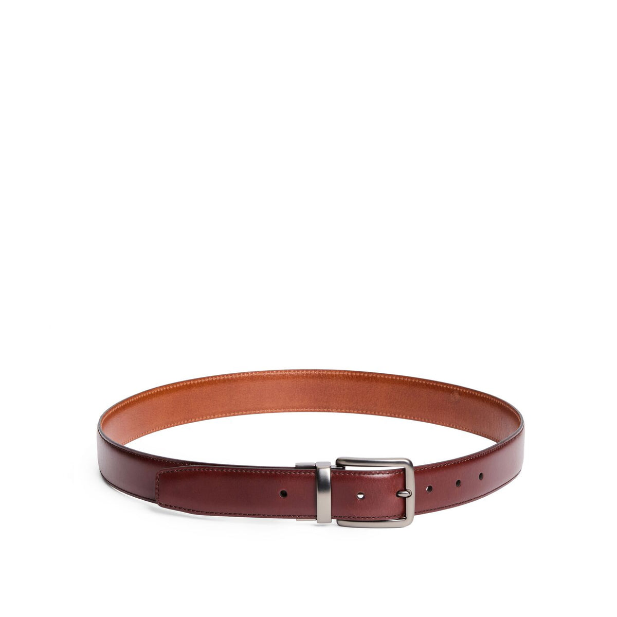 Men's Italian Reversible Leather Belt - Pecan Amber