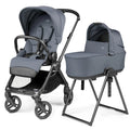 PEG Switch Reversible Handle Stroller + Culla Flex Bassinet With Stand - Nordic Blue