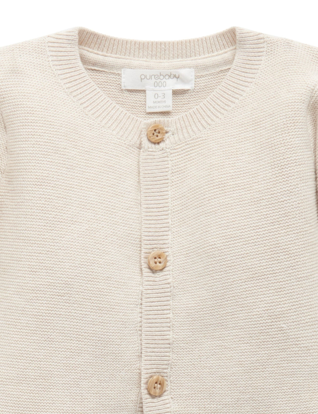 Purebaby Textured Cardigan - Wheat Melange, 3-6M - Image 3