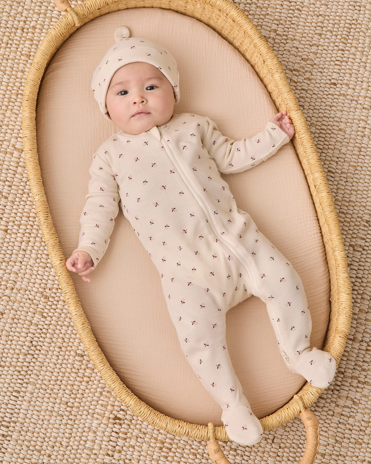Quincy Mae Waffle Sleep Set - Fall Ditsy, NB - Image 2