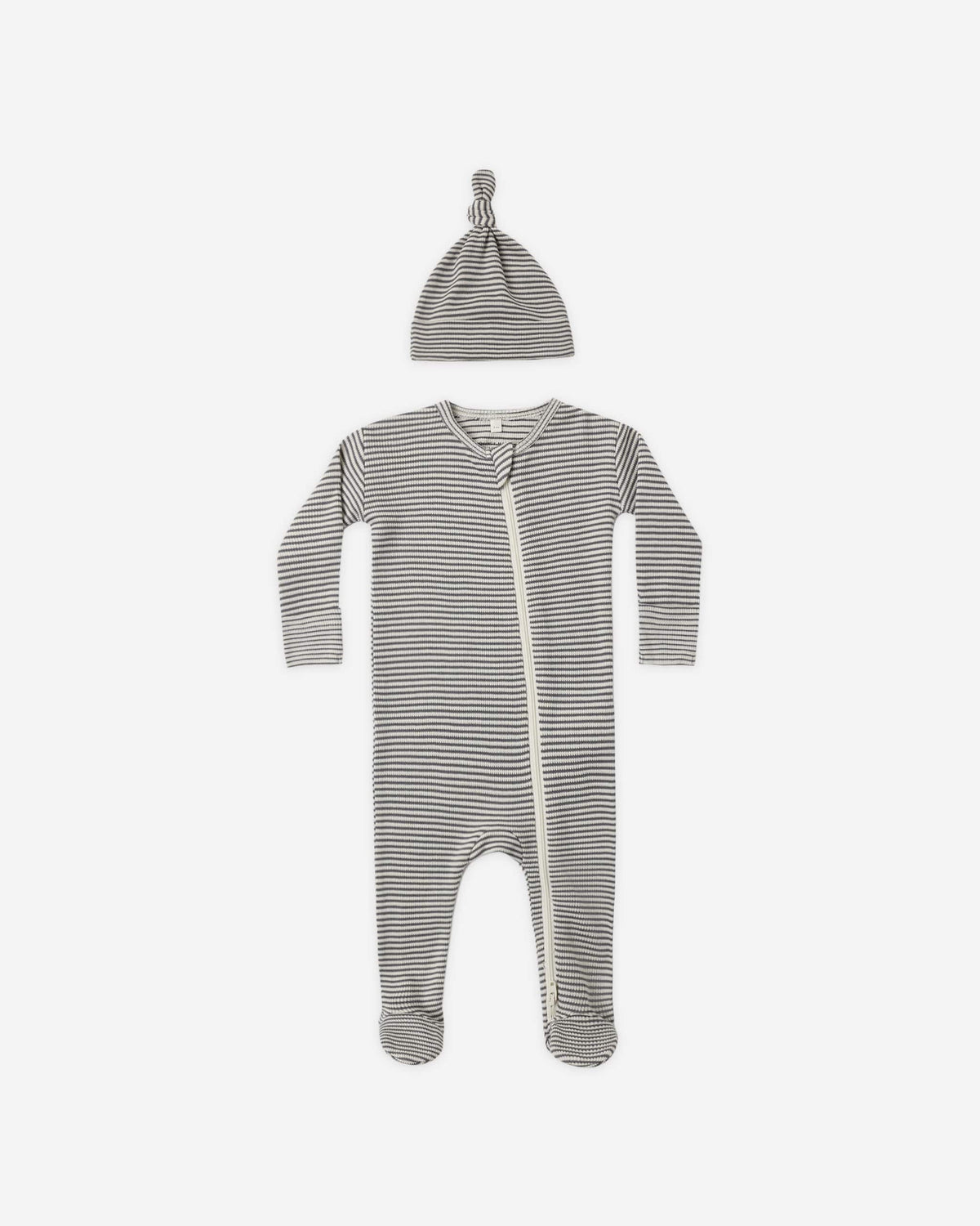 Quincy Mae Waffle Sleep Set - Midnight Microstripe, NB