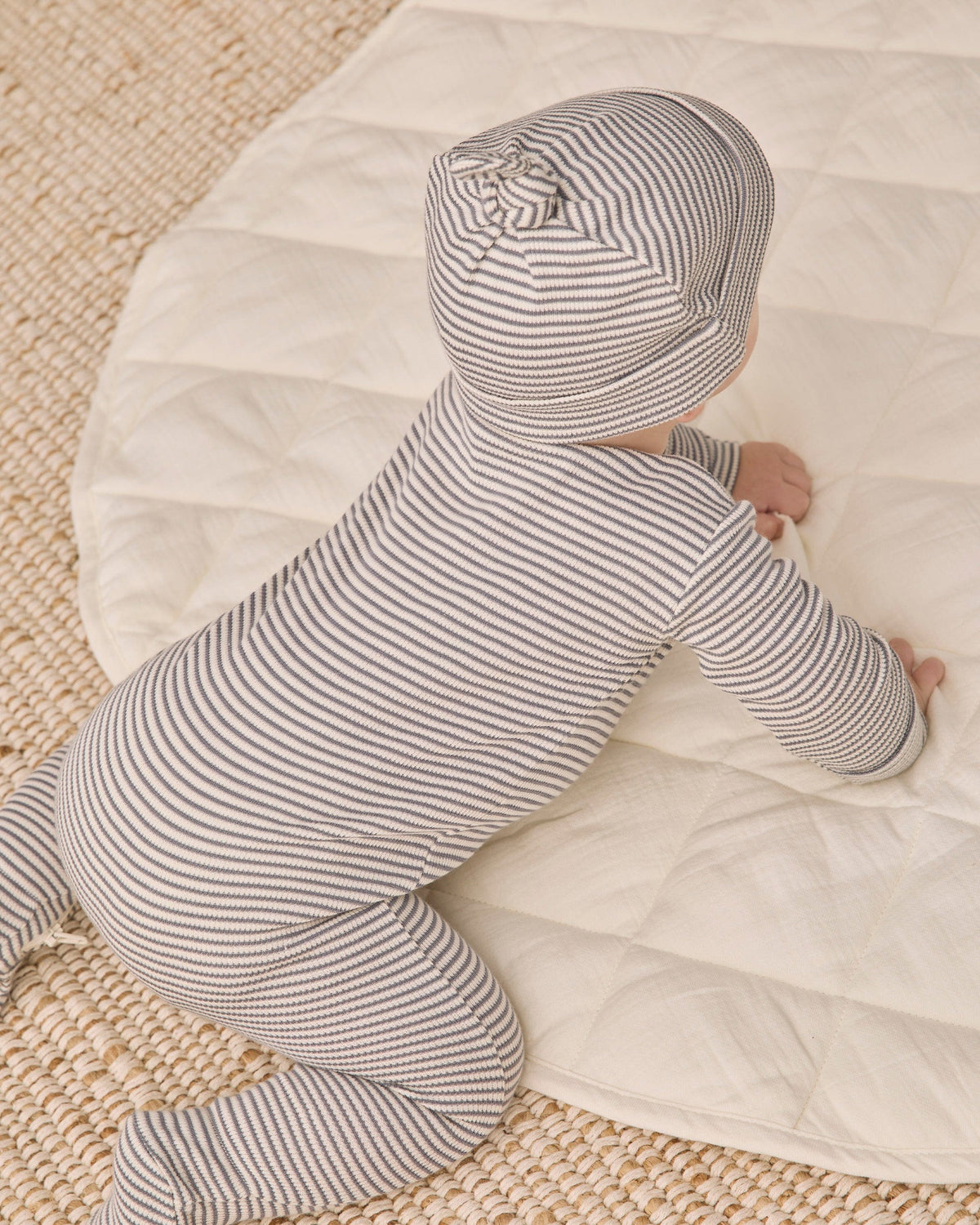 Quincy Mae Waffle Sleep Set - Midnight Microstripe, NB - Image 2