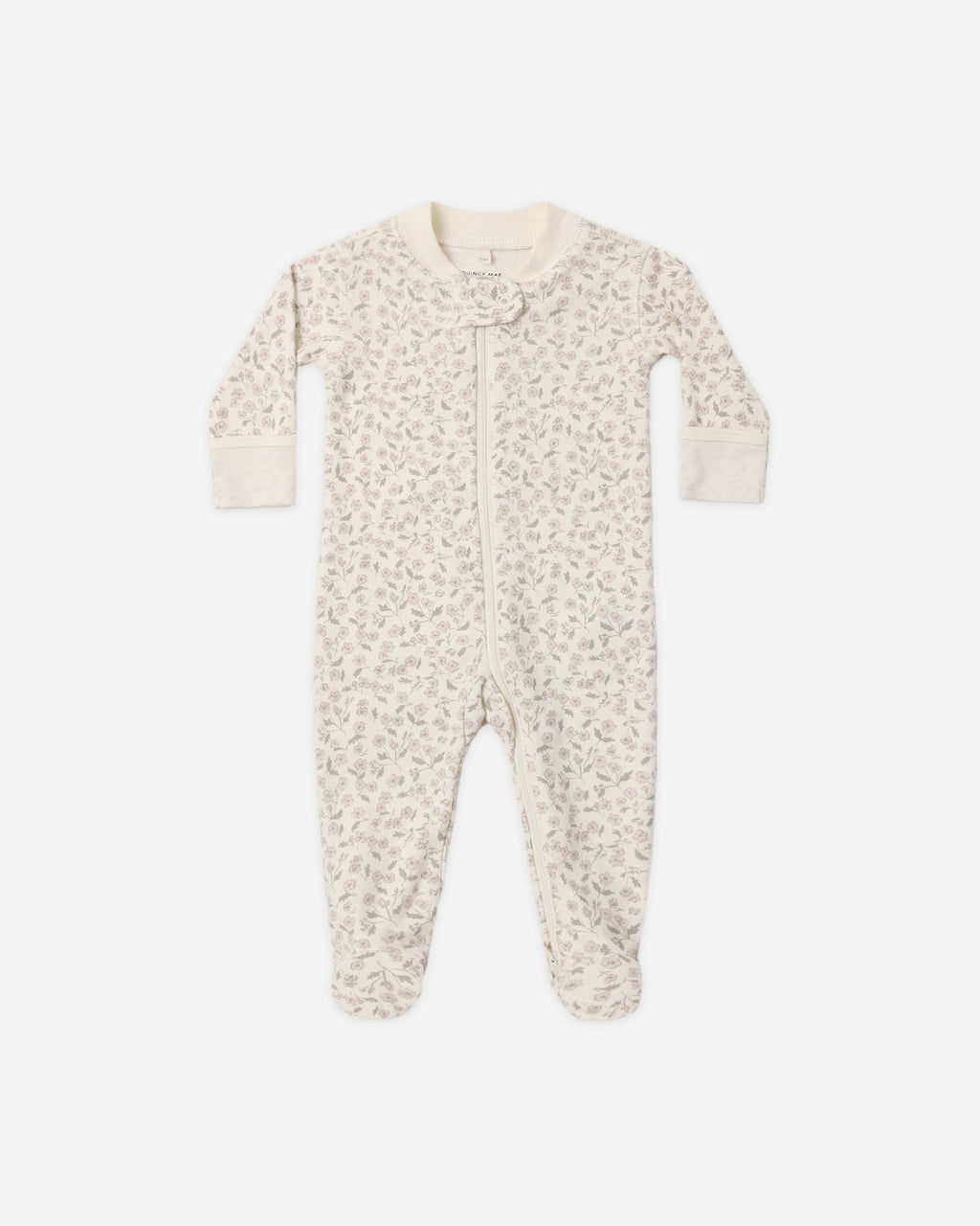 Quincy Mae Zip Long Sleeve Sleeper Footie - Floret, 3-6M