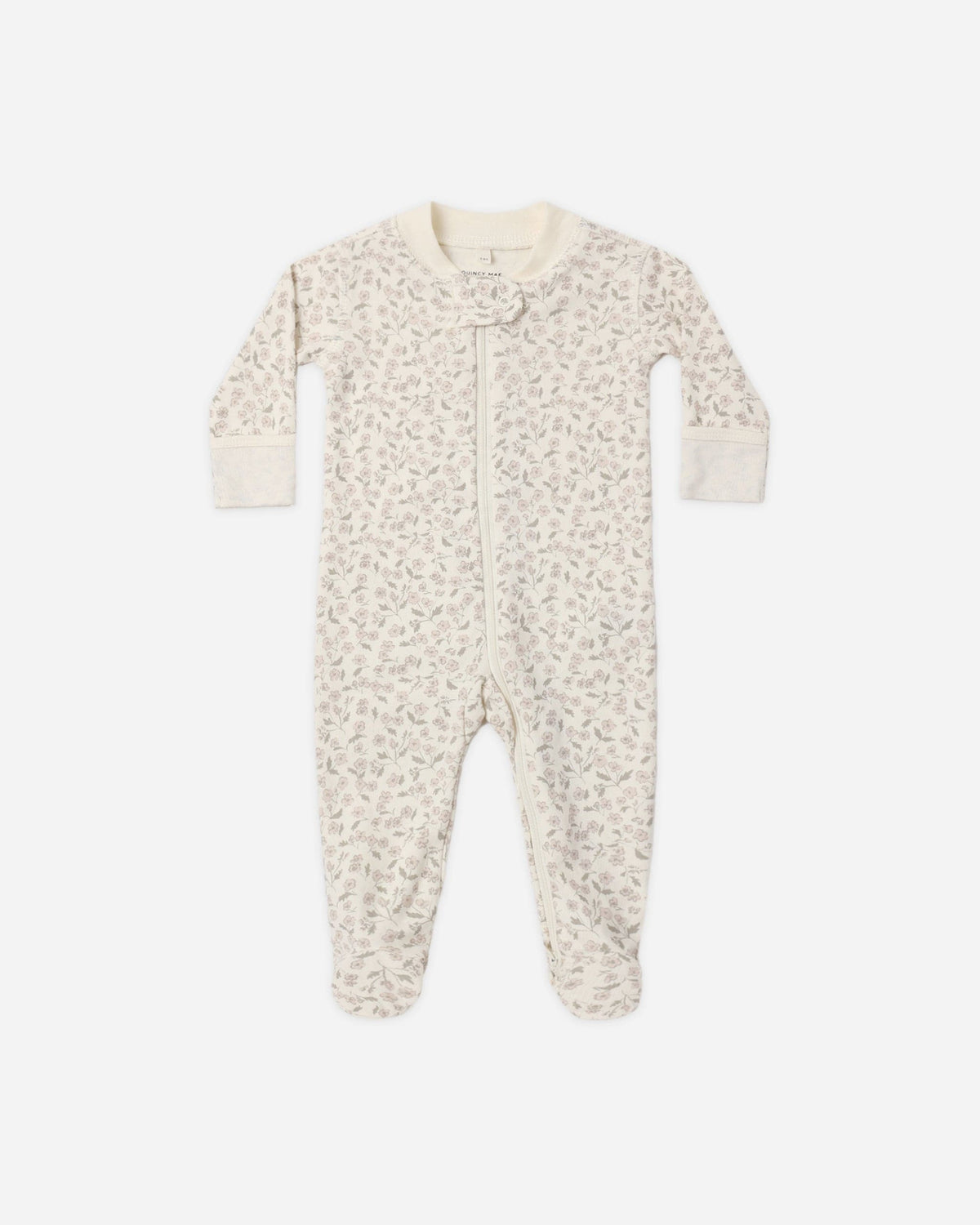 Quincy Mae Zip Long Sleeve Sleeper Footie - Floret, 3-6M