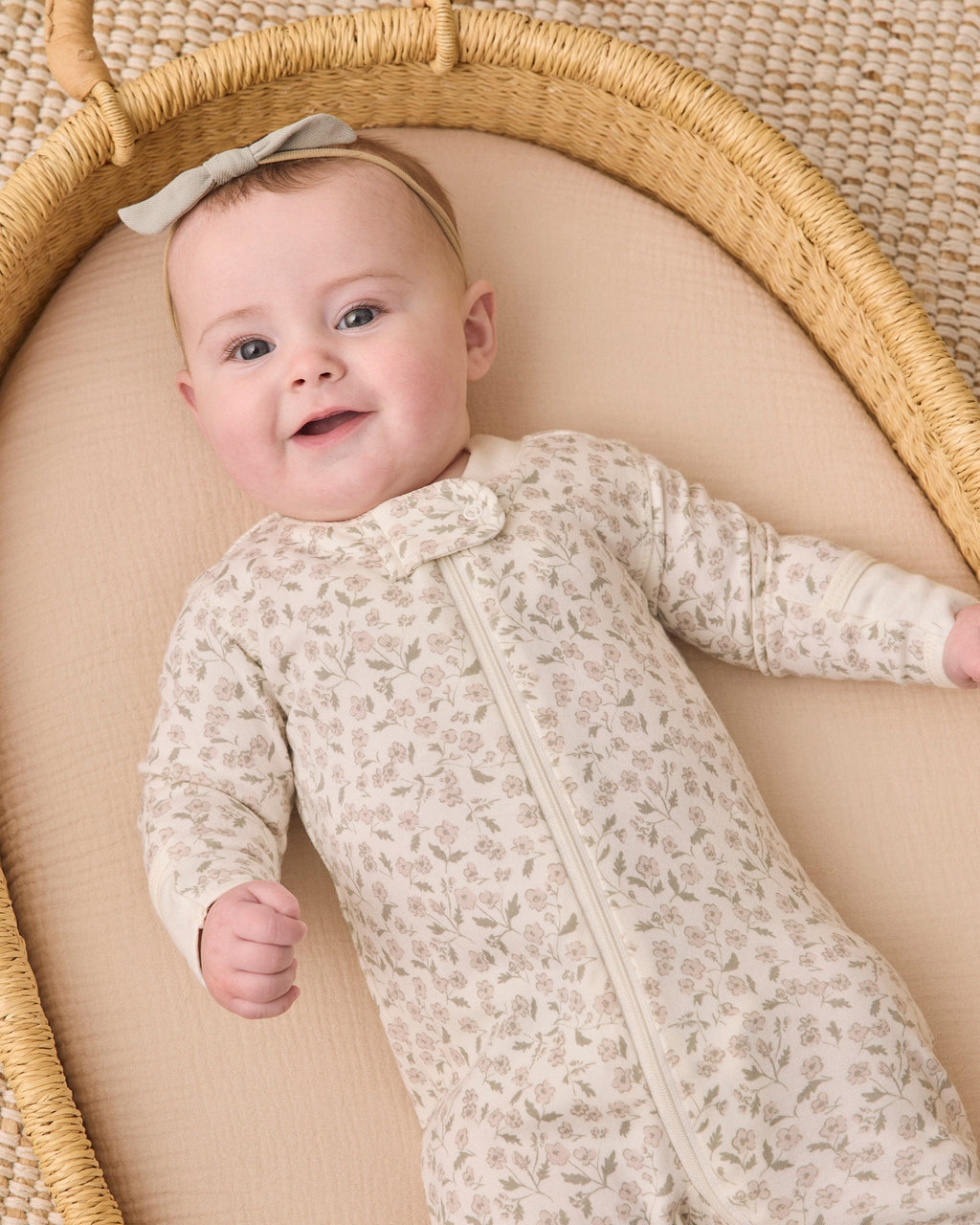 Quincy Mae Zip Long Sleeve Sleeper Footie - Floret, 3-6M - Image 2