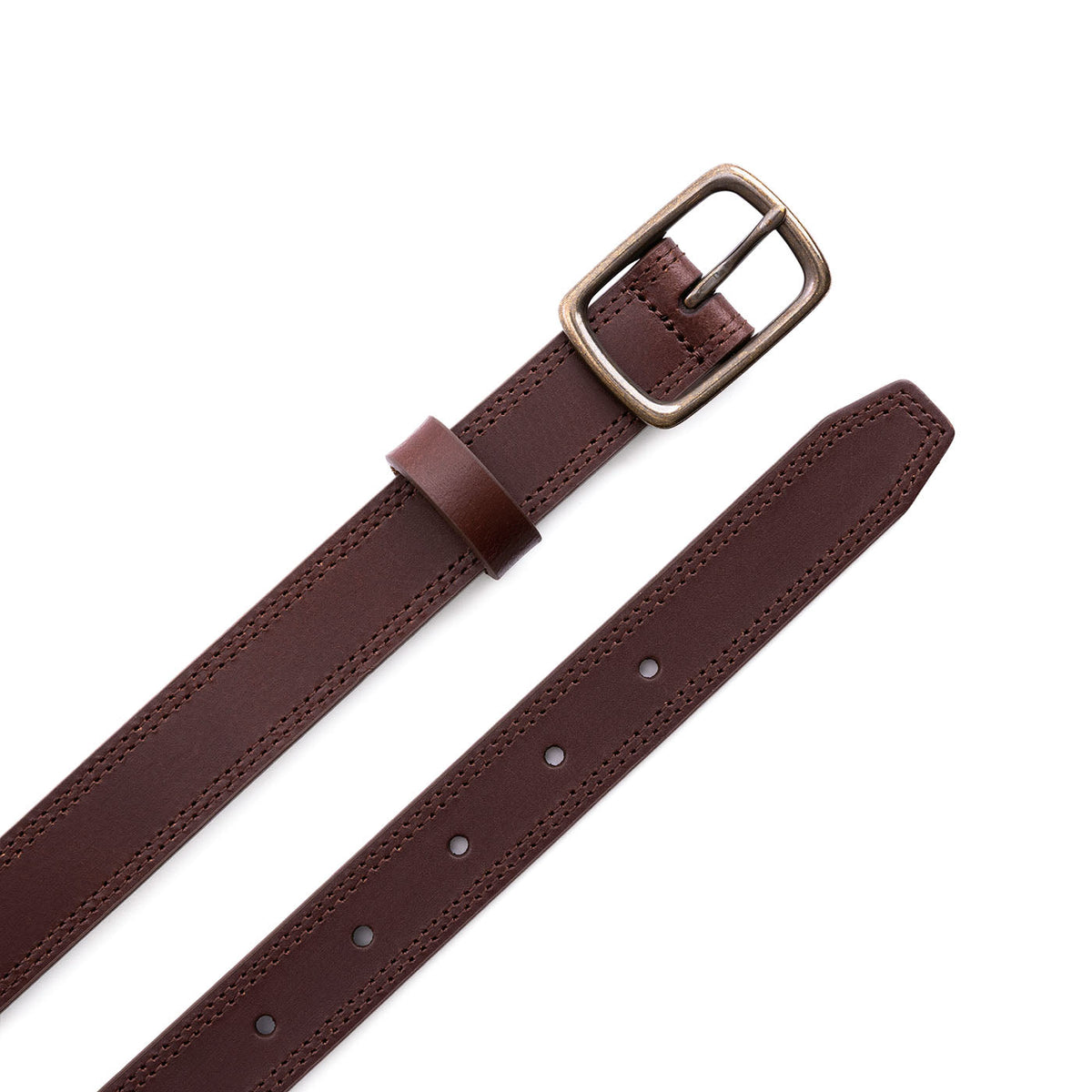 Women's Slim Double Stitch Leather Belt - Image 8