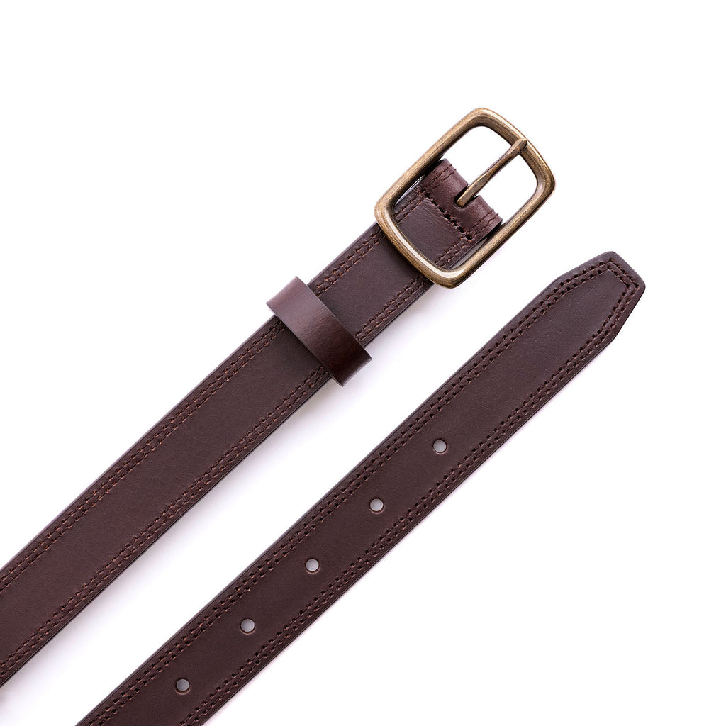 Women's Slim Double Stitch Leather Belt - Image 7