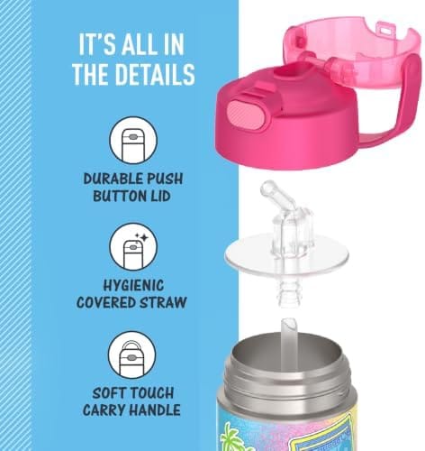 Thermos FUNtainer Vacuum Insulated Stainless Steel Straw Water Bottle 12oz - Barbie - Image 2