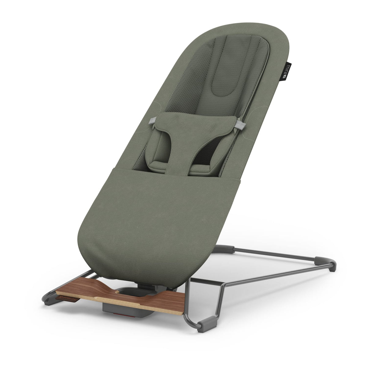UPPAbaby Mira 3-in-1 Bouncer - Maddie Green Soft Knit (Grey Shine / Walnut Wood) - Image 2