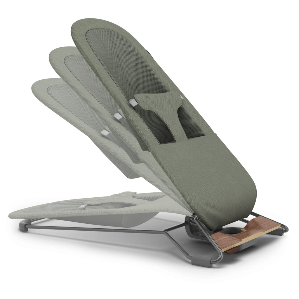 UPPAbaby Mira 3-in-1 Bouncer - Maddie Green Soft Knit (Grey Shine / Walnut Wood) - Image 10