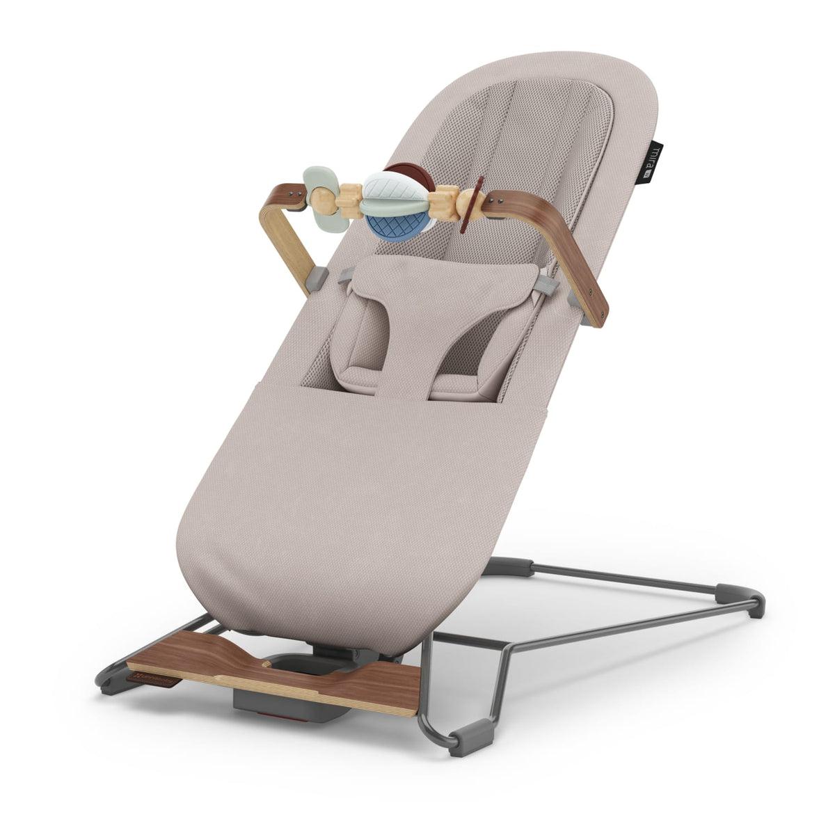 UPPAbaby Mira 3-in-1 Bouncer - Townsend Beige Soft Knit (Grey Shine / Walnut Wood) - Image 3