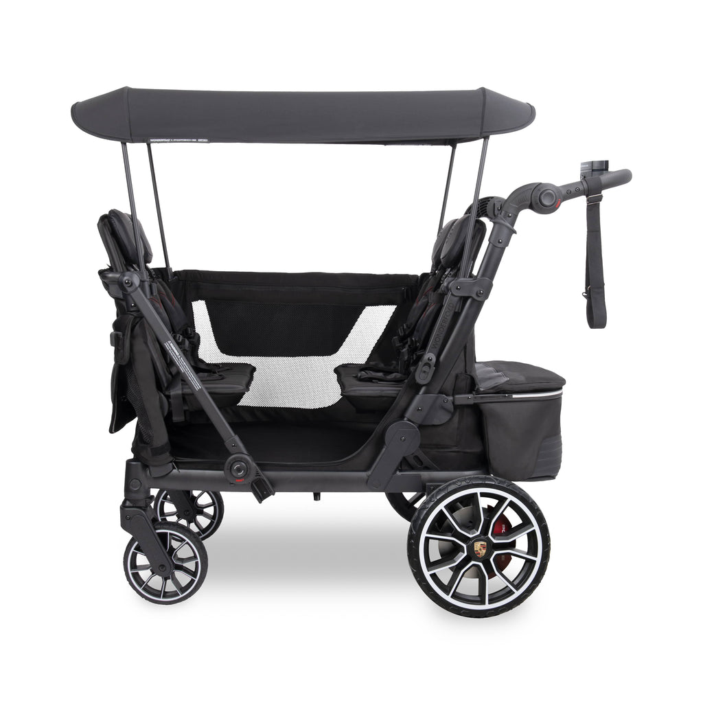 WonderFold L4 Quad (4 Seater) Stroller Wagon with Electric Wheels - Porsche - Image 4